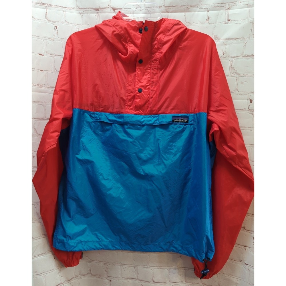 Patagonia Nylon Small Men Packable Pullover Windbreaker Red Blue 1990s hong kong